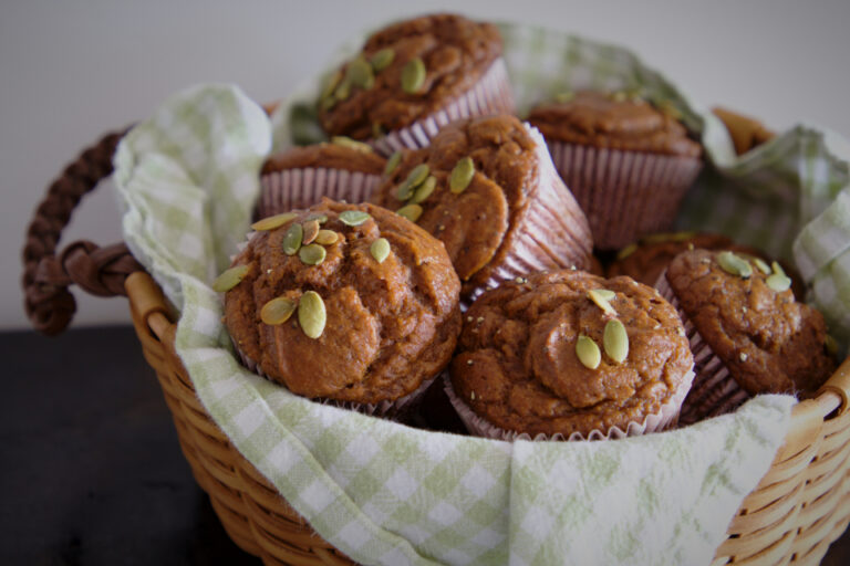 Basket of freshly baked muffins